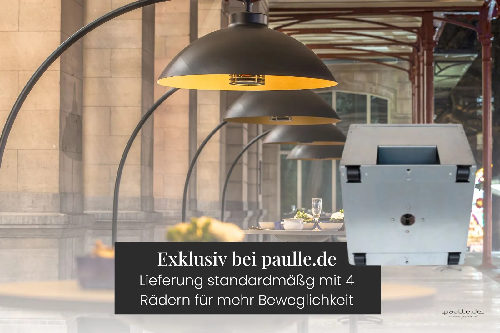 Heatsail Dome | Infrarot-Heizstrahler | Bogenlampe | Schwarz  inkl. 4 Rollen