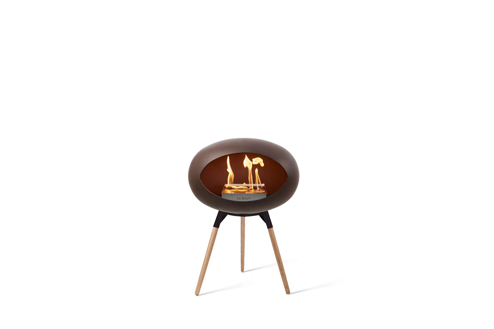 le feu Ground Low Mocca | Bioethanol Kamin | Soaptreated Oak Black