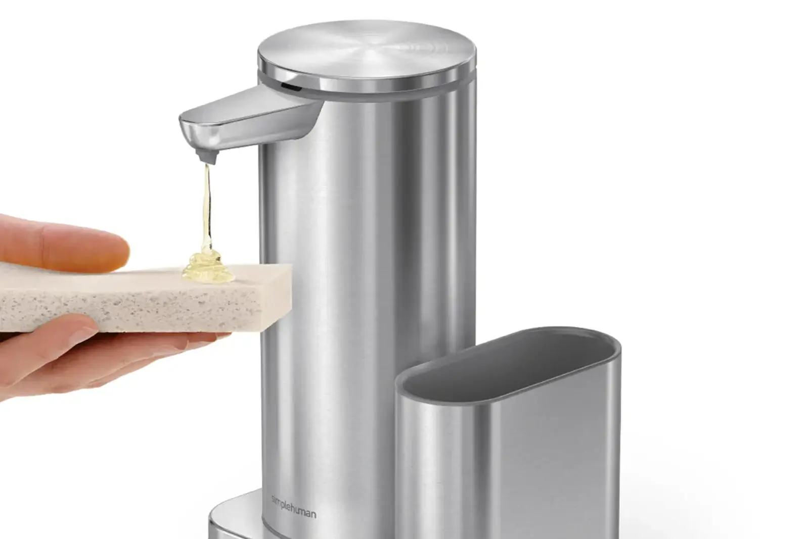 simplehuman Sensorspender | Flüssigseife | Edelstahl gebürstet 414 ml mit Caddy