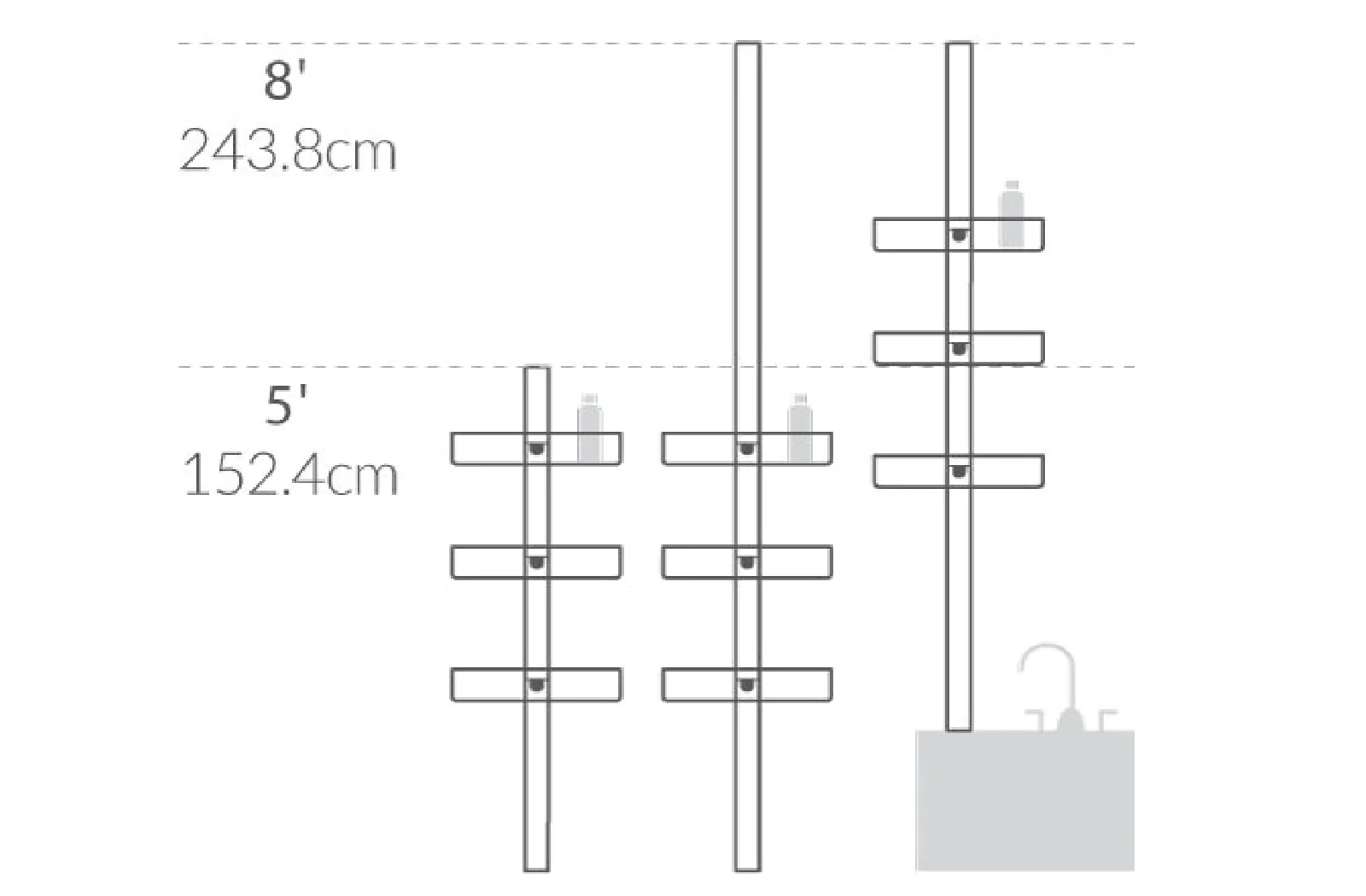 simplehuman Duschcaddy | Spann-Duschcaddy | 240 cm